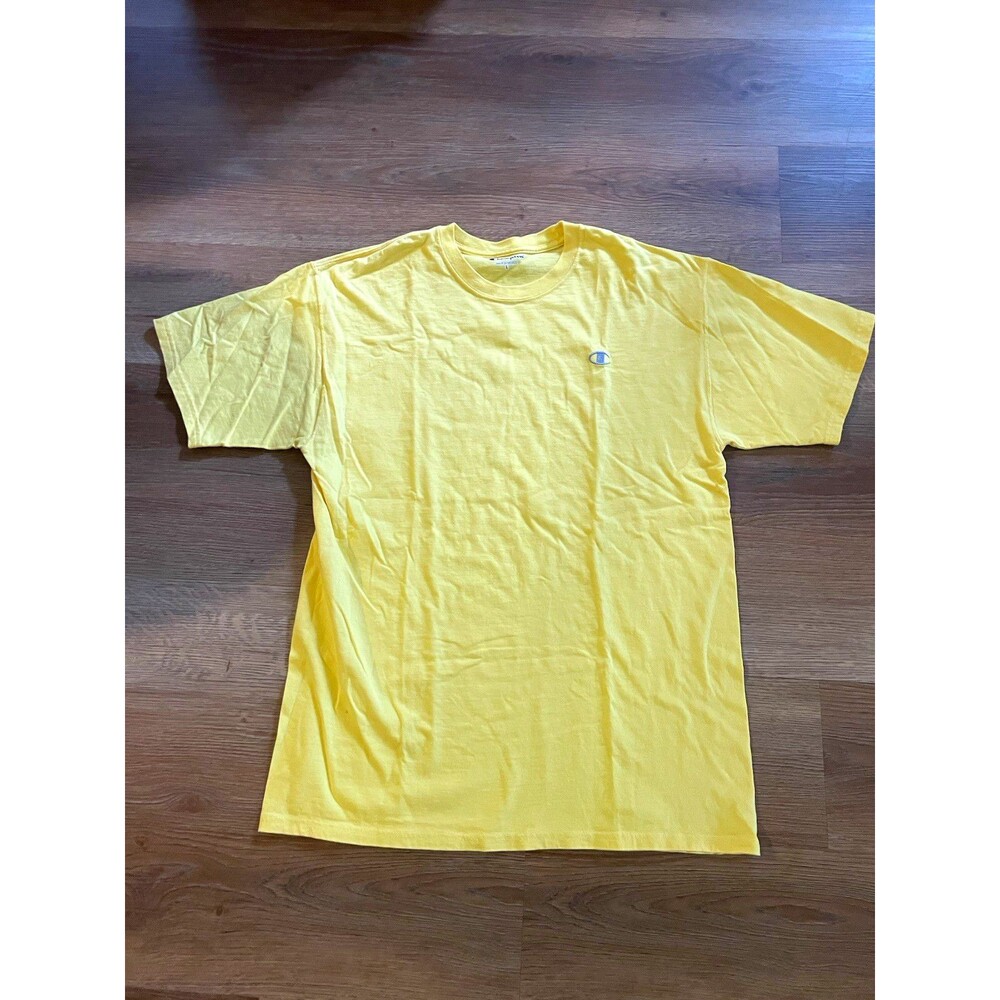 Champion Men’s Yellow Solid Logo Crew Neck Short Sleeve T-Shirt L